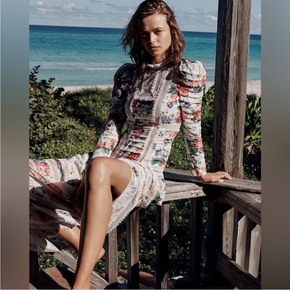 Zimmermann Dress Allia Pintuck Lace Midi in Floral - Picture 2 of 10